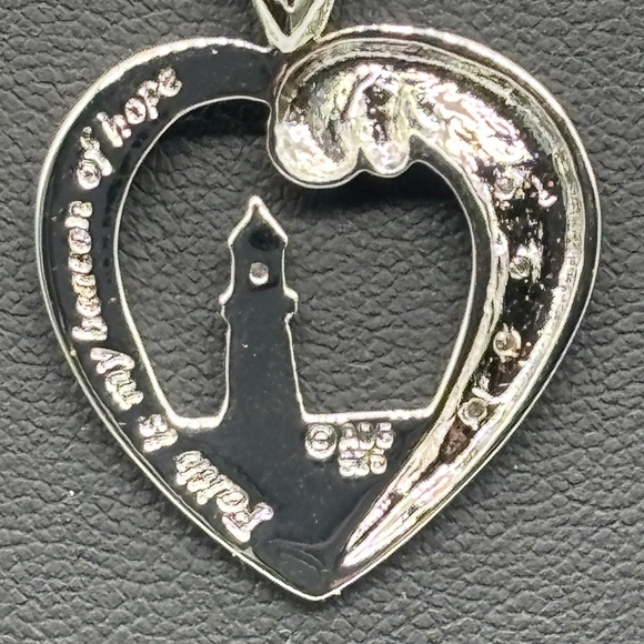 Thomas Kinkade Sterling Silver Pave Diamonds, Beacon of Hope Lighthouse Necklace - Picture 7 of 8